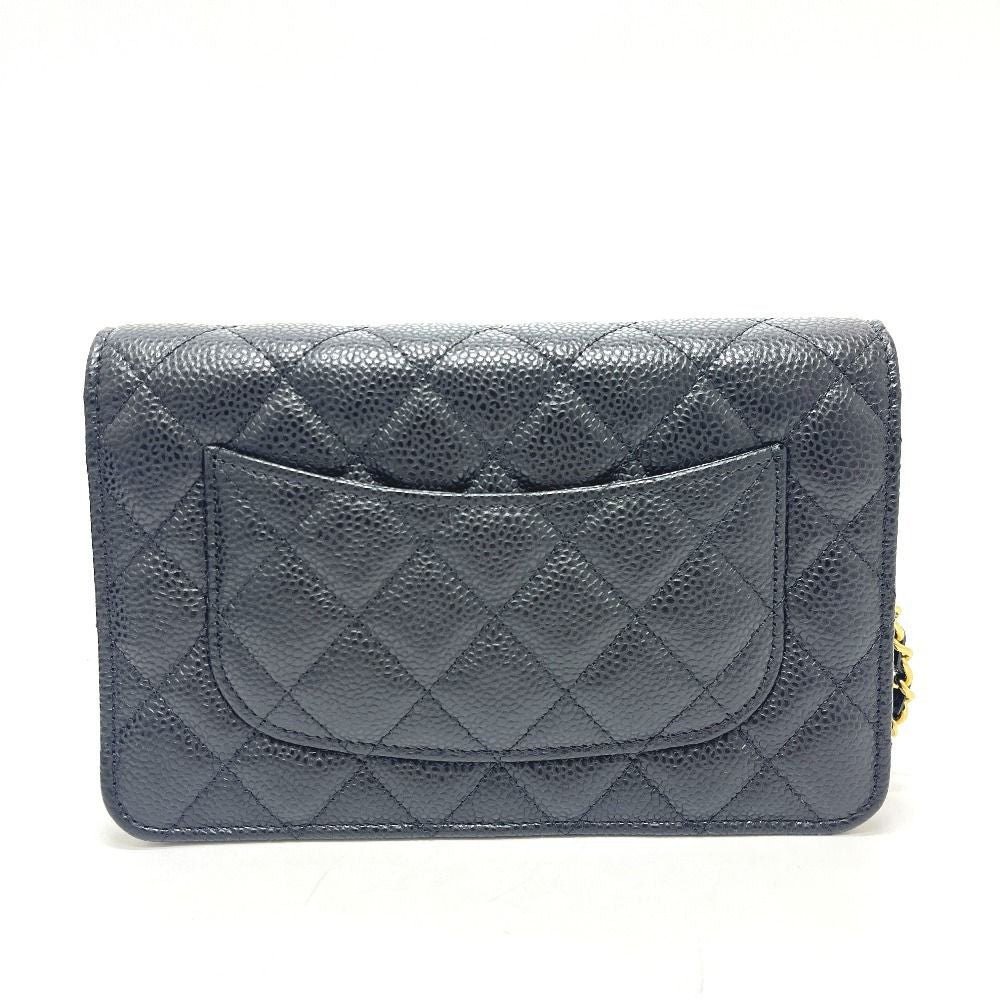 Chanel Shoulder Bag CC Logo Chain Wallet Caviar Leather Black — view 2