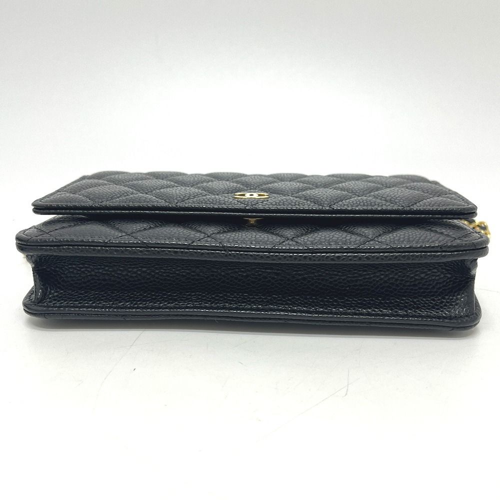 Chanel Shoulder Bag CC Logo Chain Wallet Caviar Leather Black — view 5