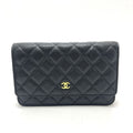 Chanel Shoulder Bag CC Logo Chain Wallet Caviar Leather Black