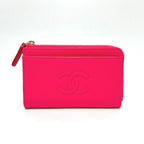 Chanel Coin Case Fragment Zip Compact Wallet Caviar Leather Pink