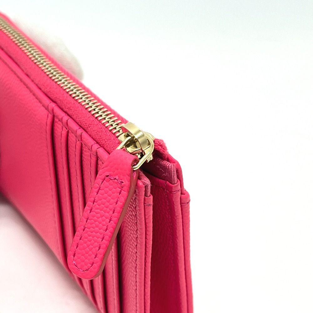 Chanel Coin Case Fragment Zip Compact Wallet Caviar Leather Pink — view 4