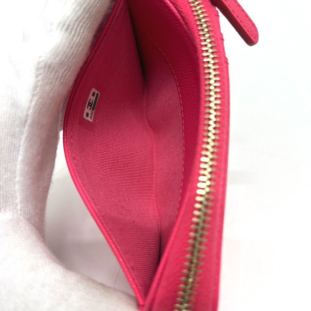 Chanel Coin Case Fragment Zip Compact Wallet Caviar Leather Pink — view 8