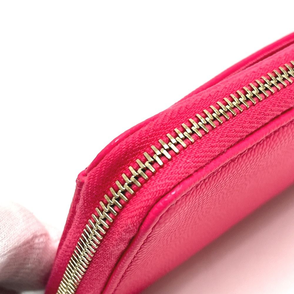 Chanel Coin Case Fragment Zip Compact Wallet Caviar Leather Pink — view 3