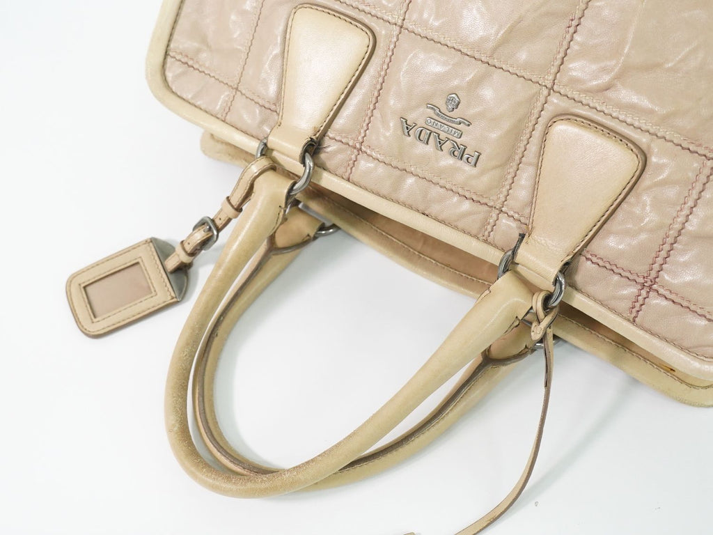 Prada Leather Tote Pink Beige — view 4