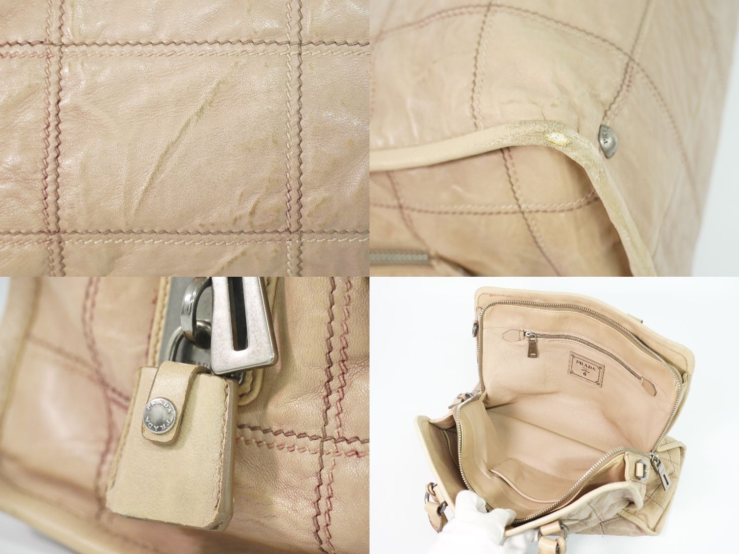 Prada Leather Tote Pink Beige — view 8