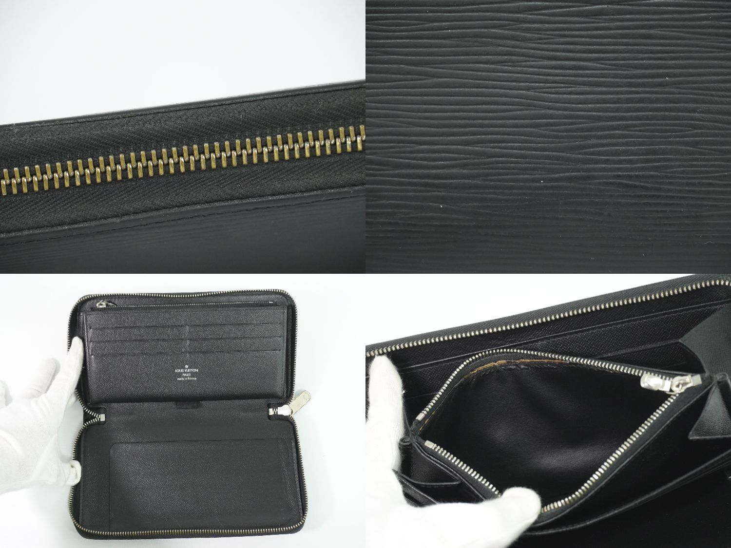 Louis Vuitton LV Zippy Organizer Epi Leather Wallet Noir Black — view 8