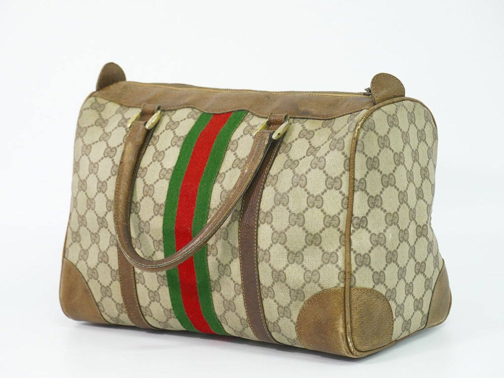 Gucci Vintage Sherry Line GG Supreme Mini Boston Bag Beige Brown Shelly — view 2