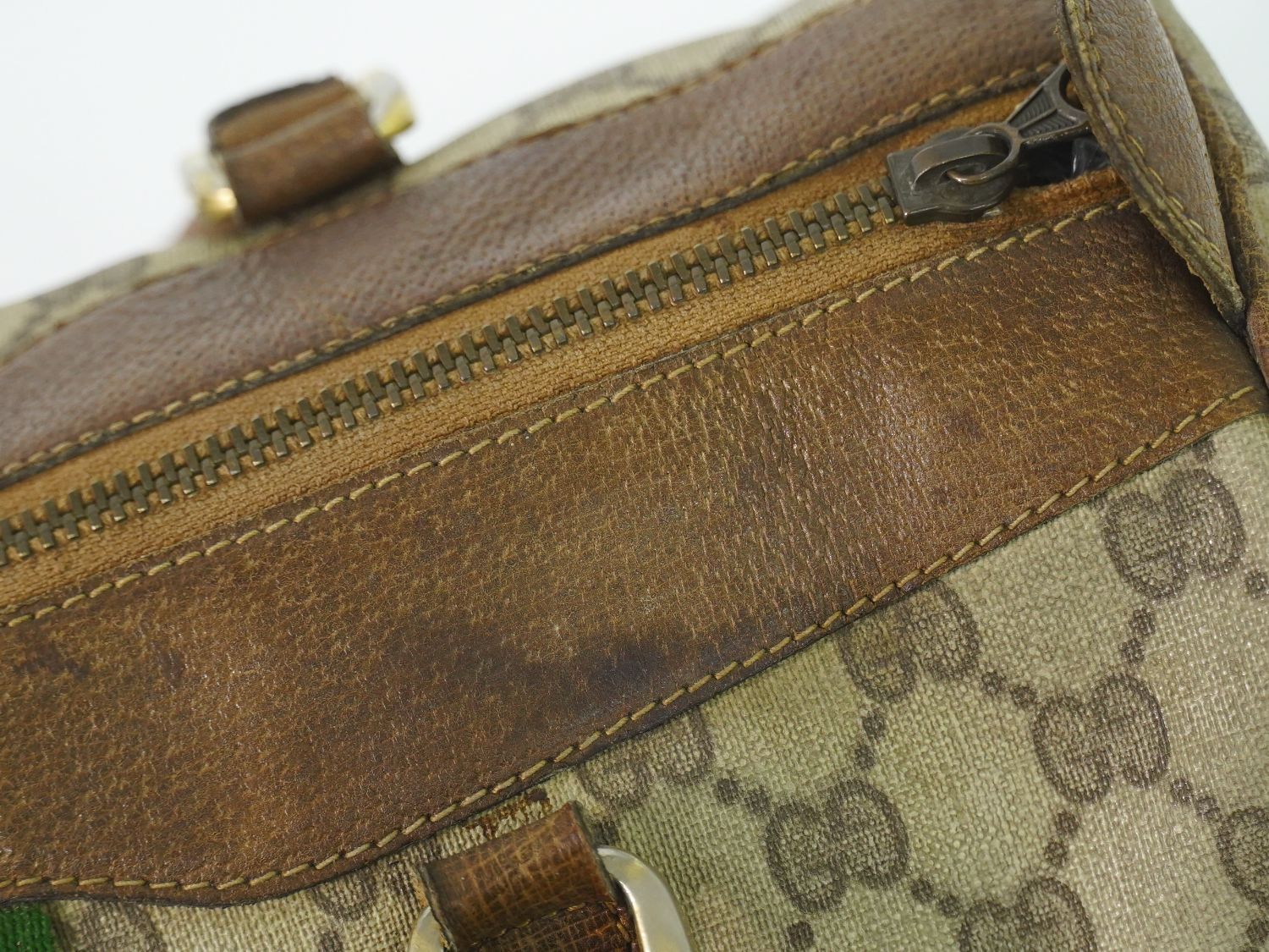 Gucci Vintage Sherry Line GG Supreme Mini Boston Bag Beige Brown Shelly — view 7