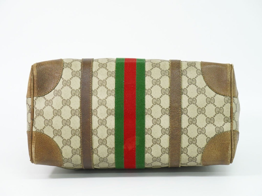 Gucci Vintage Sherry Line GG Supreme Mini Boston Bag Beige Brown Shelly — view 3