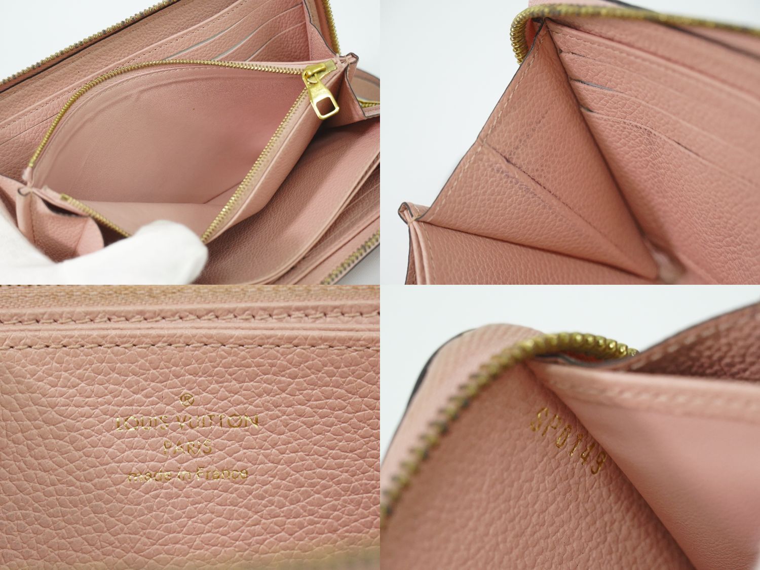 Louis Vuitton LV Zippy Wallet Monogram Empreinte Leather Rose Velours — view 9