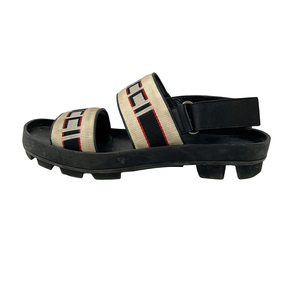 Gucci Sandals Ivory Black Red Leather