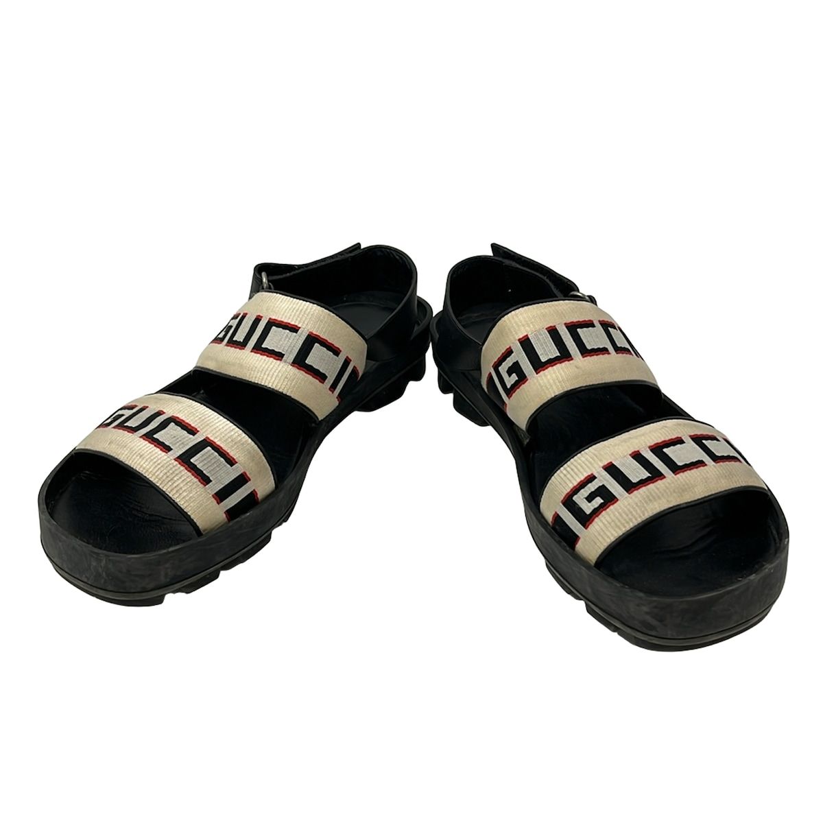Gucci Sandals Ivory Black Red Leather — view 2