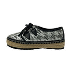 Dior Shoes 36.5 Silver Black Braided Espadrilles Leather