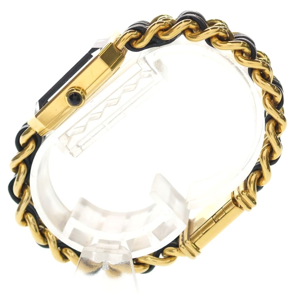Chanel Premier M Black Dial Square Chain Leather Quartz Watch Gold — view 3