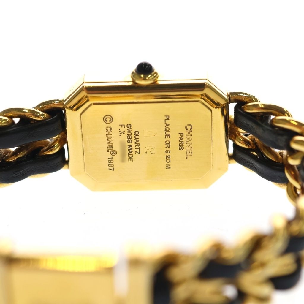 Chanel Premier M Black Dial Square Chain Leather Quartz Watch Gold — view 5