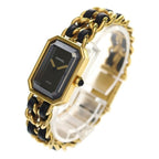 Chanel Premier M Black Dial Square Chain Leather Quartz Watch Gold — view 4