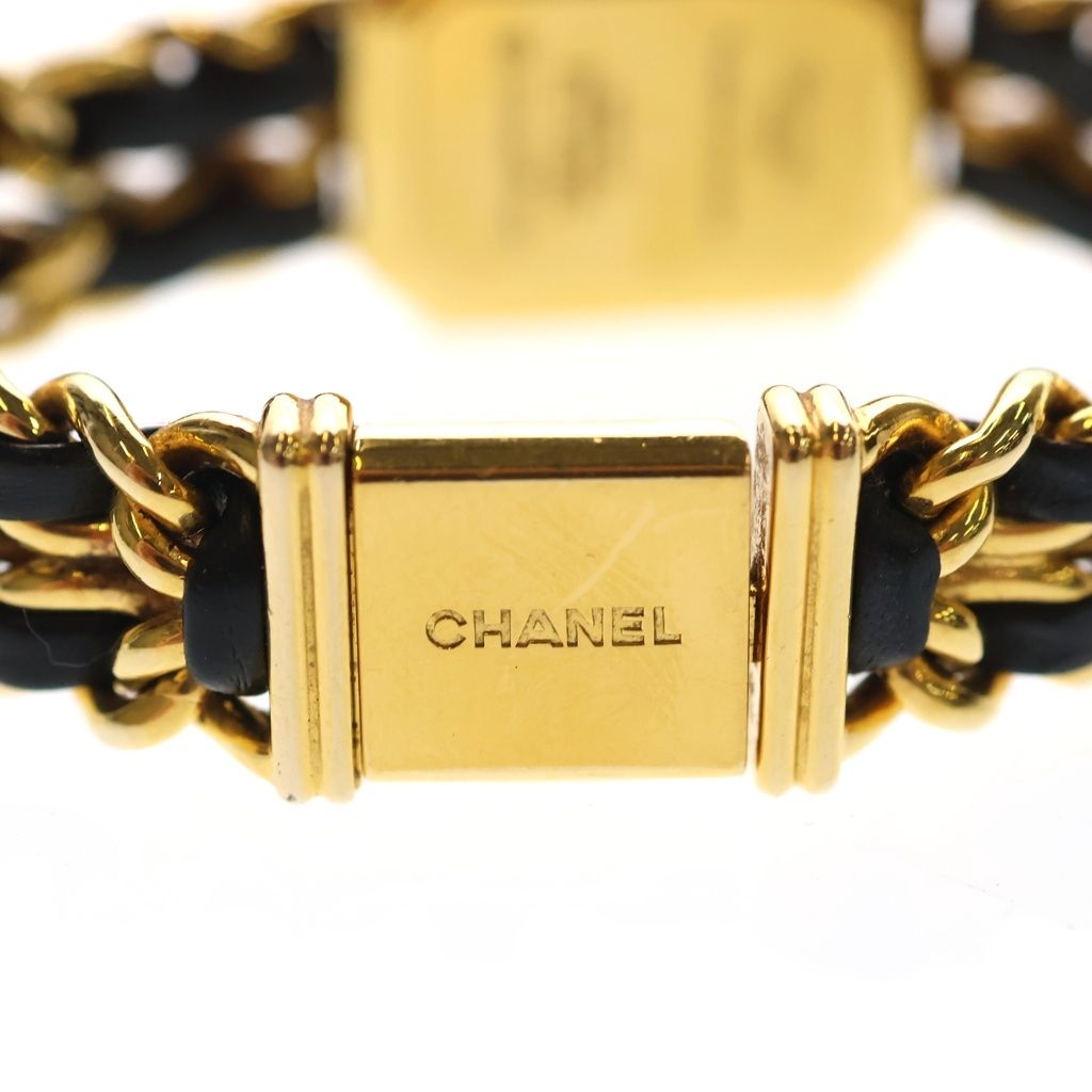 Chanel Premier M Black Dial Square Chain Leather Quartz Watch Gold — view 6