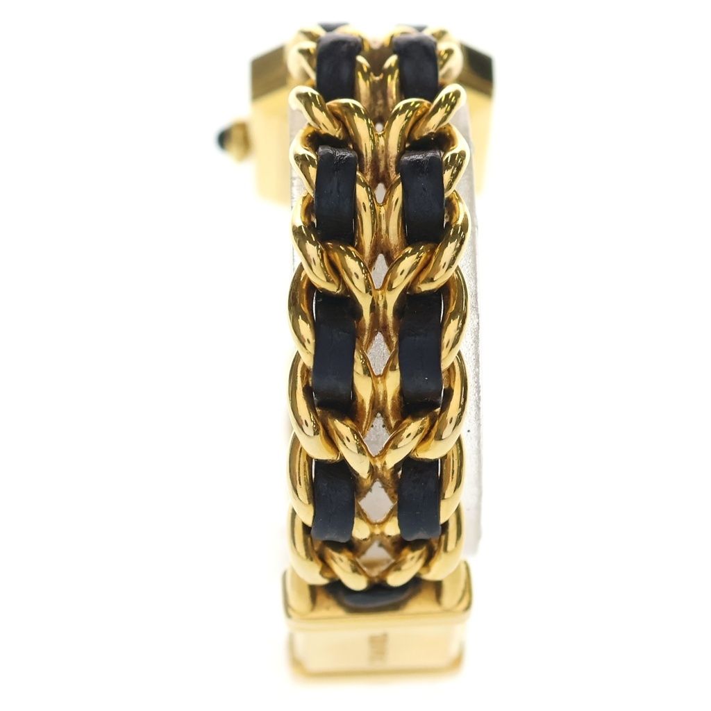 Chanel Premier M Black Dial Square Chain Leather Quartz Watch Gold — view 2