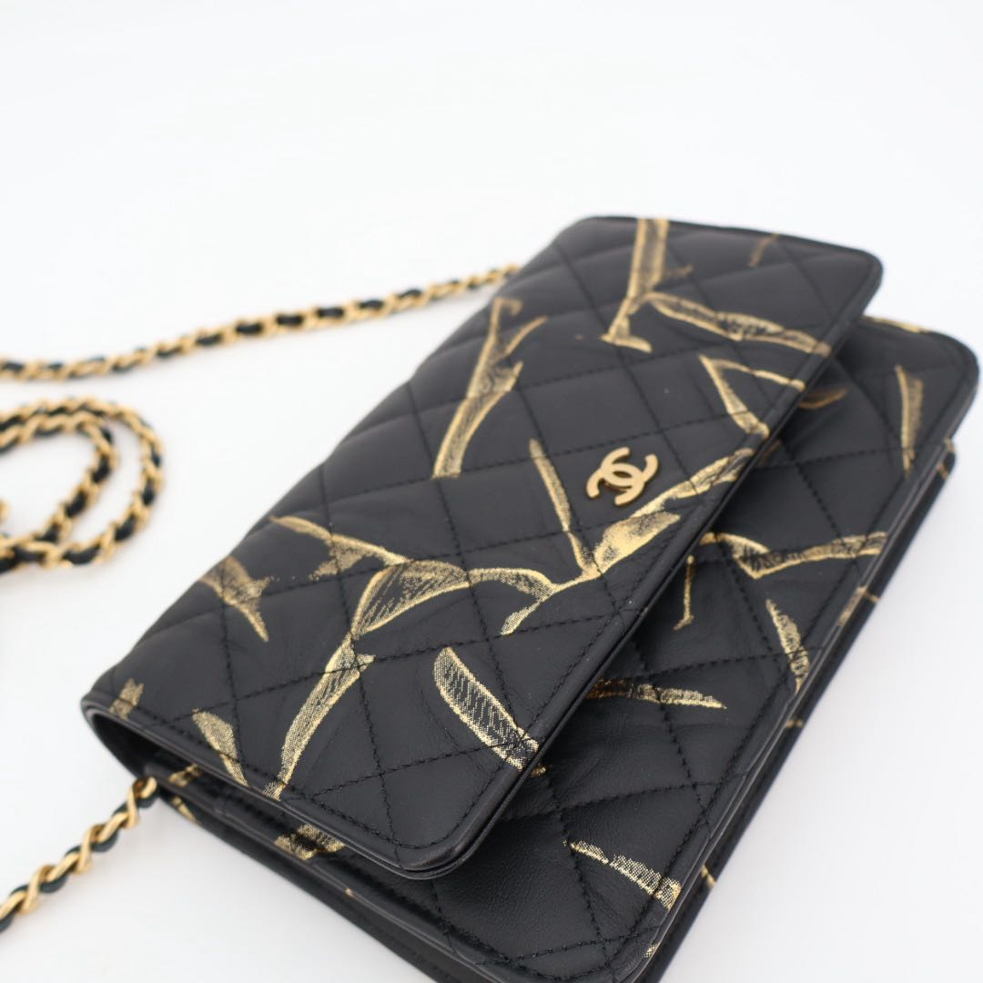 Chanel Quilted Chain Wallet Lambskin Shoulder — view 9