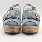 Louis Vuitton Monogram Denim Wedge Sole Sandals Blue Heels Espadrilles — view 4