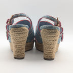 Louis Vuitton Monogram Denim Wedge Sole Sandals Blue Heels Espadrilles — view 5