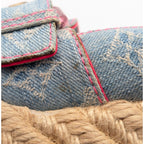 Louis Vuitton Monogram Denim Wedge Sole Sandals Blue Heels Espadrilles — view 8