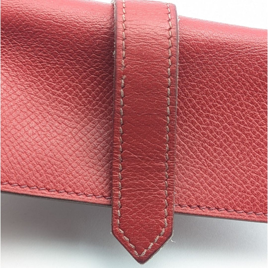 Hermes Bearn Key Case Red Silver Leather Quadruple Strand Key Holder — view 6