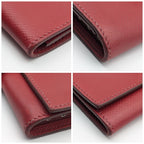 Hermes Bearn Key Case Red Silver Leather Quadruple Strand Key Holder — view 4