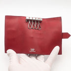 Hermes Bearn Key Case Red Silver Leather Quadruple Strand Key Holder — view 8