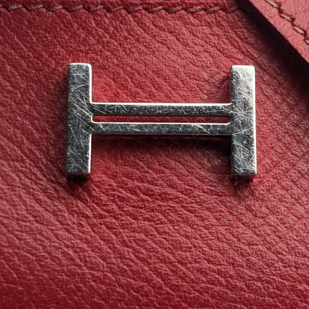 Hermes Bearn Key Case Red Silver Leather Quadruple Strand Key Holder — view 5
