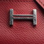 Hermes Bearn Key Case Red Silver Leather Quadruple Strand Key Holder — view 5