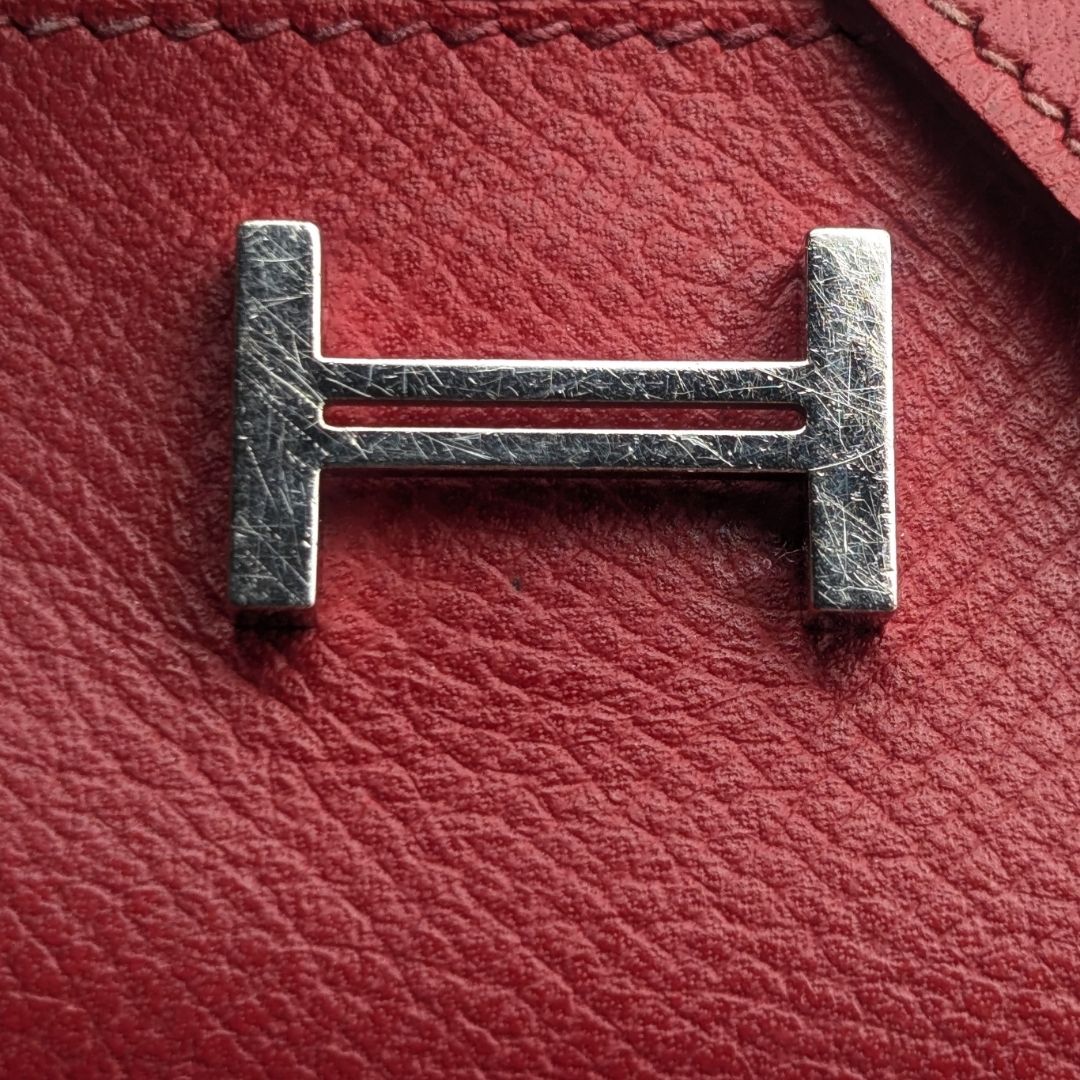 Hermes Bearn Key Case Red Silver Leather Quadruple Strand Key Holder — view 5