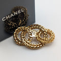Chanel Brooch CC Logo Gold Ring Triple Strand First Era Vintage