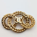 Chanel Brooch CC Logo Gold Ring Triple Strand First Era Vintage