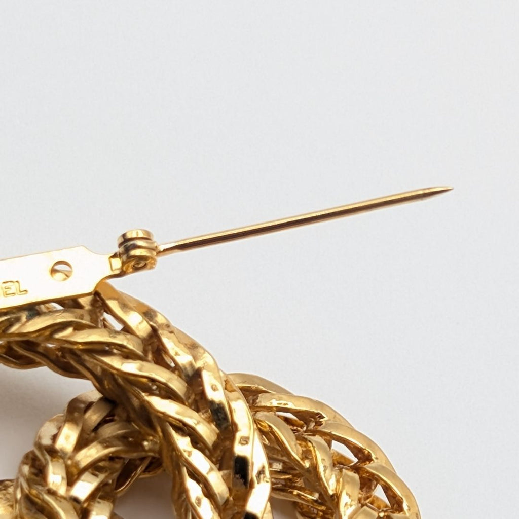 Chanel Brooch CC Logo Gold Ring Triple Strand First Era Vintage