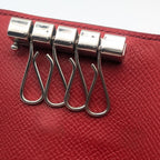 Hermes Bearn Key Case Red Silver Leather Quadruple Strand Key Holder — view 9