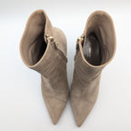 Louis Vuitton Ultimate Line Suede Beige Boots High Heels Pin Side Zip Shoes — view 6