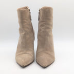 Louis Vuitton Ultimate Line Suede Beige Boots High Heels Pin Side Zip Shoes — view 4