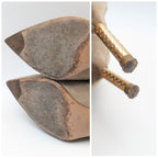Louis Vuitton Ultimate Line Suede Beige Boots High Heels Pin Side Zip Shoes — view 9