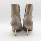 Louis Vuitton Ultimate Line Suede Beige Boots High Heels Pin Side Zip Shoes — view 5