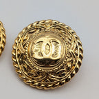 Chanel Earrings CC Logo Gold Large Round Twist First Era Vintage — view 2
