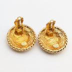 Chanel Earrings CC Logo Gold Large Round Twist First Era Vintage — view 5