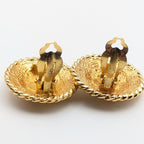 Chanel Earrings CC Logo Gold Large Round Twist First Era Vintage — view 4