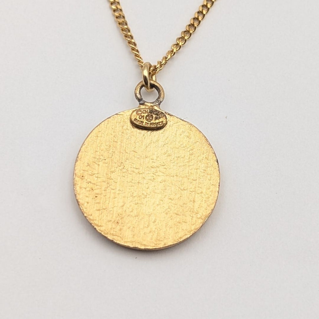 Chanel CC Logo Gold Black Pendant Round Coin Vintage — view 3
