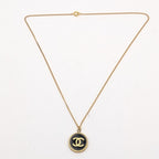 Chanel CC Logo Gold Black Pendant Round Coin Vintage — view 7