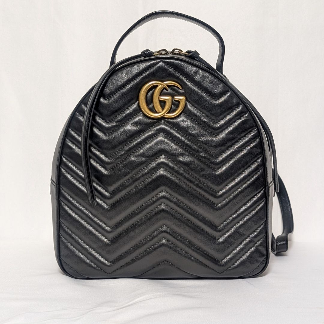 Gucci Appearance GG Marmont Leather Quilted Black Backpack