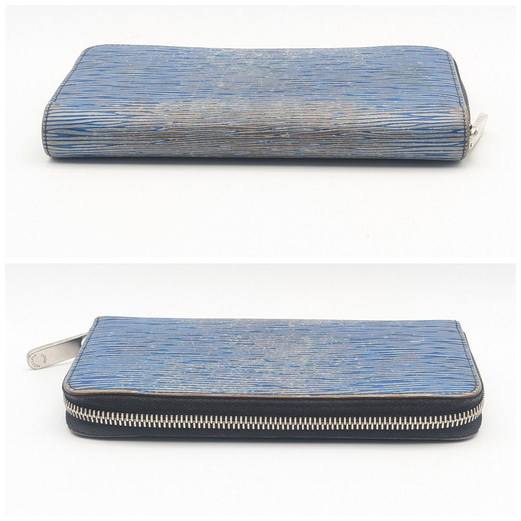 Louis Vuitton Zippy Wallet Epi Denim Zip Around Blue Leather — view 3