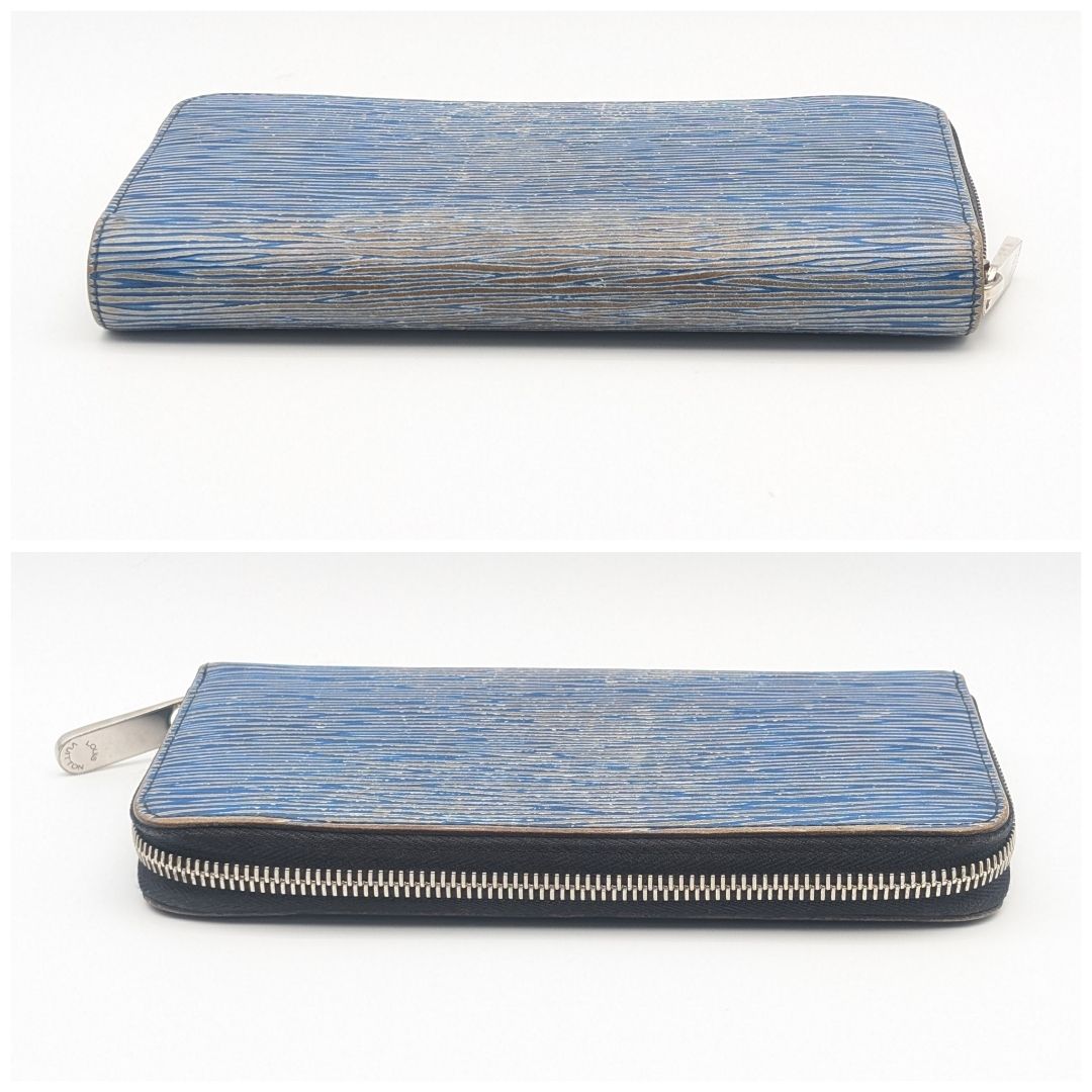 Louis Vuitton Zippy Wallet Epi Denim Zip Around Blue Leather — view 3