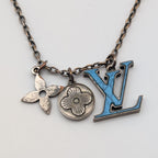 Louis Vuitton Collier LV Initial LV Logo Necklace Silver Blue
