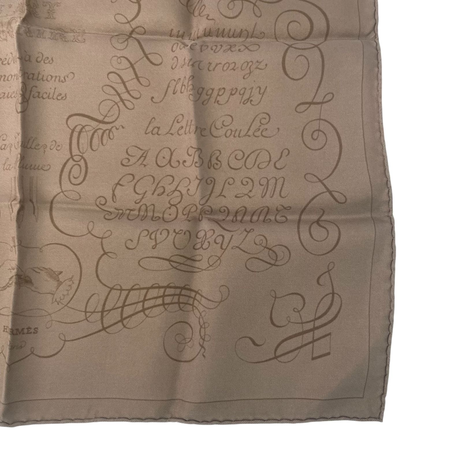 Hermes Lart Decrire the Art of Calligraphy Scarf Silk Brown — view 5